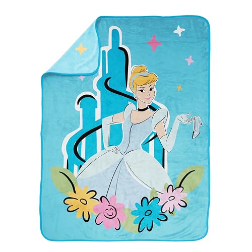 Jay Franco Kids Plush Throw Blanket – Soft & Cozy Fleece Throw for Bedroom & Couch Décor, Official Licensed Product, Blue - Disney Princess Cinderella, 46x60 - Throw Blanket - color: Blue - Disney Princess Cinderella, size: 46x60 - Throw Blanket