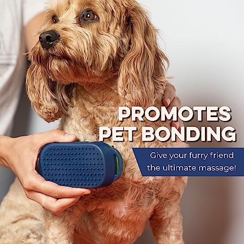 Bonza Silicone Dog Brush - Dog Brush for Shedding & Massage, Cat Bath Scrubber for Easy Shampoo, Pet Grooming Tool with Removable Hair Screen, Navy Blue, Silicone
