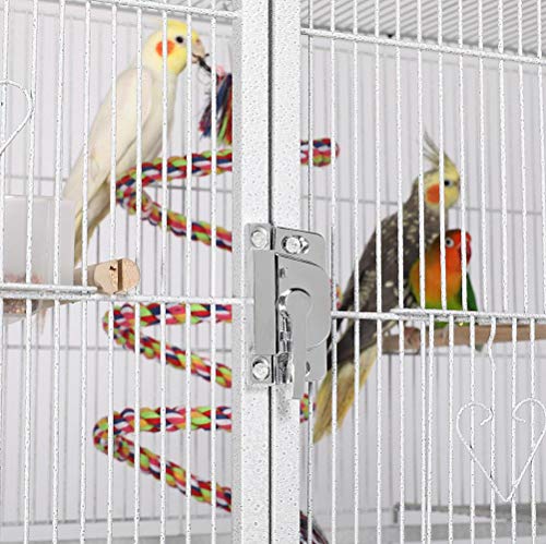 Yaheetech 69'' Extra Large Bird Cage Metal Parrot Cage w/Detachable Stand for Mid-Sized Parrots Cockatiels Conures Parakeets Lovebirds Budgie Finch, White - color: White