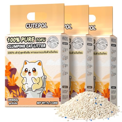 Tofu Cat Litter,Odor Control Clumping Dust-Free 16.5 lb (3-Pack) | Water Absorbent Flushable Low Tracking Multi-Cat Milk Scent - size: 5.5lb x 3bags, style: Tofu-Milk