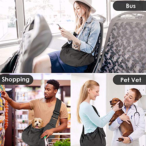 Lukovee Pet Sling, Small Pet Carrier, Hard Bottom Support & Safety Hook | Adjustable Drawstring Opening, Comfortable Padded Shoulder Strap, Zipper Pocket, Dog Slings Purse for Small Dog Cat (Grey) - color: Grey
