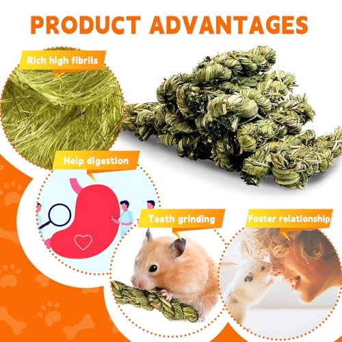 Hamiledyi 15 PCS Rabbit Chew Toys for Teeth - Timothy Hay Treats and Sticks - Natural Grass Chew Toys for Bunnies Guinea Pigs Hamsters and Chinchillas - Bunny Teeth Care - size: 0.16 Ounce (Pack of 15)
