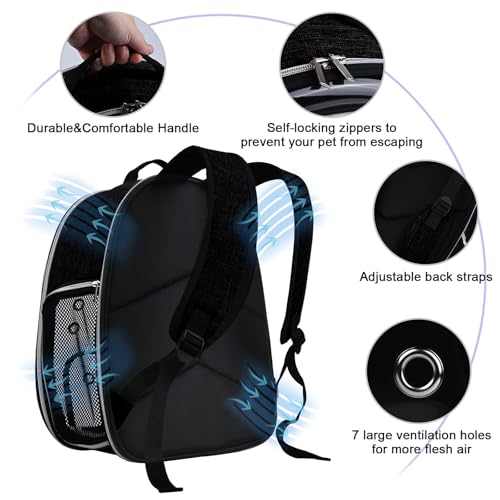 BAGLHER Cat Carrier Backpack Bubble - Fit Up to 18 Lbs - Airline-Approved Dog Backpack Carrier for Small Pets Puppies Dogs Bunny, Space Capsule Dog Carrier Backpack for Travel Outdoor Hiking, Black - color: Black