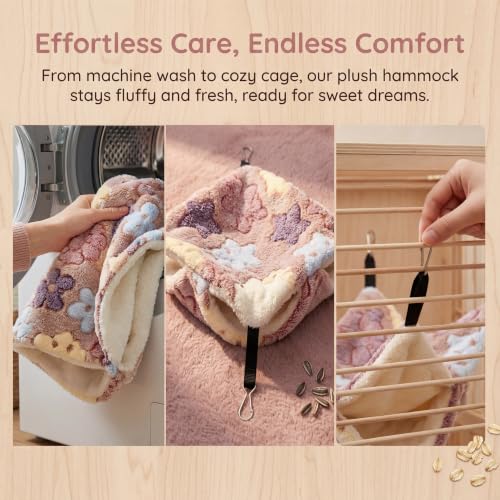 2 Pack Guinea Pig Hammock, Rat Hammock, Double Layer Bed | Cozy double-layer fleece hammock for rats, guinea pigs & more. Warm hideout, sturdy hooks, washable cage accessories.