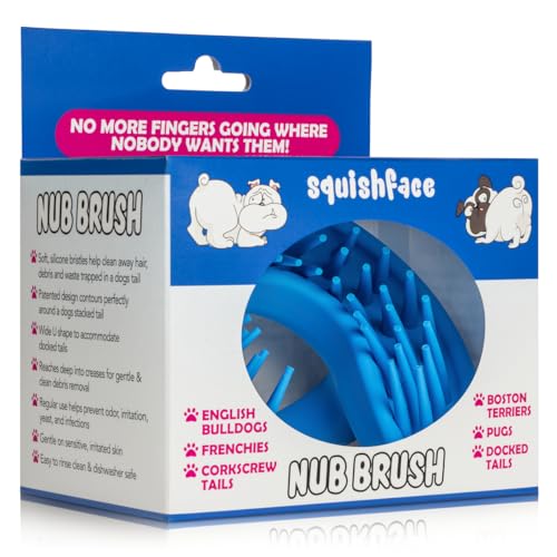 Squishface Silicone Nub Brush for Dog Corkscrew Tail, Skin Fold Itch Relief