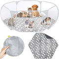 Hamster Playpen with Mat Small Animal Cage Tent Breathable Transparent Guinea Pig Playpen Waterproof Portable Yard Fence Mat Foldable Exercise Playpen Outdoor Indoor (Gray,Star) - color: Gray