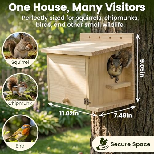 Small Squirrel Nest Box，Squirrel House, Suitable for Squirrels, Chipmunks, and Small Animals,Outdoor Shelter.