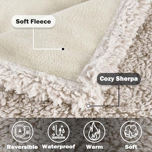 Kritter Planet Waterproof Pet Blanket, Reversible Throw for Dogs and Cats | 50 x 60 Inch, Washable Sofa and Bed Protector, Shields Furniture from Fur, Dirt, Scratches and Everyday Spills - color: Camel/Taupe, size: 60"x50"