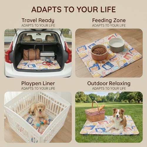 PJYuCien 36"x36" Reusable Playpen Training Pad for Puppies, Blue | Ideal for Small Animals, Dog Crate Pad, Travel Mat, Sofa Protector, Non-slip Dotted Bottom, Machine Washable - color: Pink Rabbit, size: 36"x36" (1 Pack)