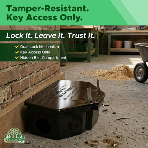 Mouse Bait Station 2 Pack Large Size, Tamper-Resistant Lockable Bait Boxes Indoor Outdoor, Large Rodent Bait Box with Key, Reusable Weather-Resistant Pest Control - size: 2-Pack Large