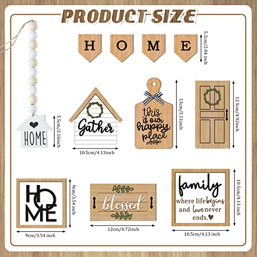 FairySandy 11 Pcs Home Tiered Tray Decor Gather Rustic Farmhouse Tiered Tray Decorations Set Home Wooden Signs Vintage Farm Animal Farmhouse Tabletop Wood Signs for Kitchen Table Shelf Decor - style: Elegant