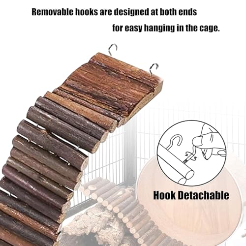 PINVNBY 2PCS Bendy Hamster Suspension Bridges(21.8in and 8.7in) Flexible Hamster Climbing Ladder Natural Wooden Bridge Hamster Cage Accessories for Guinea Pig Dwarf Sugar Glider Rat Mouse Chinchillas - size: L:21.7x2.8inches,8.6x4inches