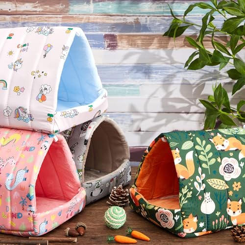 Cinnvoice 8 Pcs Guinea Pig Hideout, Guinea Pig Bed Washable Small Animal Cage Accessories for Bunny Hedgehog Mouse Chinchillas Hamsters Ferrets Rats(9.8 in) - size: 9.8 in