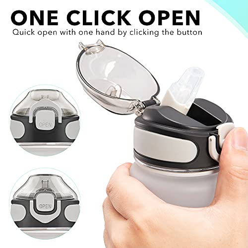 Enerbone 32 oz Drinking Water Bottle with Times to Drink and Straw, Motivational with Carrying Strap, Leakproof BPA & Toxic Free, Ensure You Drink Enough Water for Fitness Gym Outdoor - color: Gray-Black