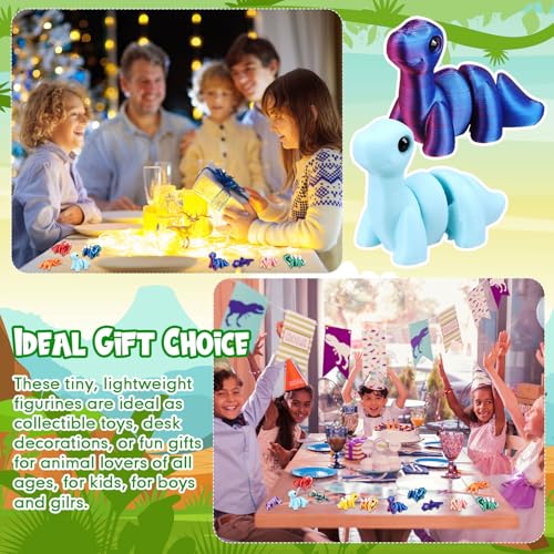 Honoson 12 Pcs 3D Printed Animals 5-7cm, Dinosaur | Articulated Fidget Animals, Flexible 3D Printed Figures for Stress Relief, Cute Mini Joints for Party Favors and Display - size: 5-7cm, style: Dinosaur