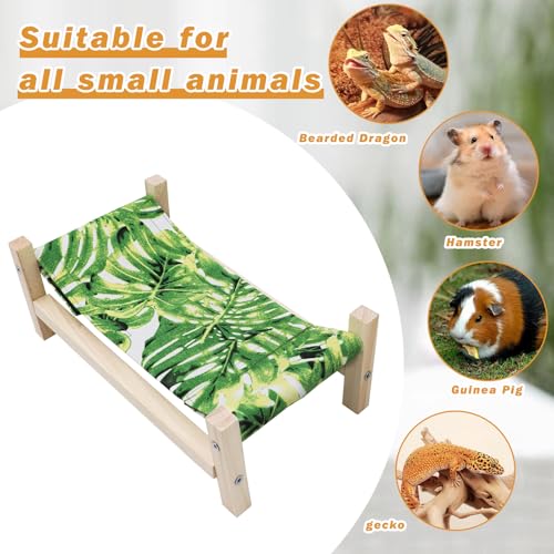 Bearded Dragon Bed, Wooden Reptile Sleeping Hammock, Bearded Dragon Tank Accessories, Habitat Accessories for Leopard Gecko Snake Lizard or Other Small Animal (Green 1, Small) - color: Green 1, size: Small