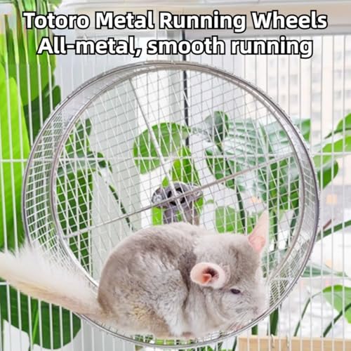 Large Stainless Steel 11.81''L x 3.94''W x 11.81''H Silent Running Wheel for Chinchilla, Toys for Cage, Super Mute Spinner Exercise Running Wheel for Gerbils, Rat, Mice