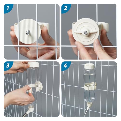 VANNON 17oz Small Animal Water Dispenser for Crate, Parrots Water Bottle for Cage, Chewproof Pet Water Bottle for Rabbits, Guinea Pigs, Ferrets, Chinchillas and Other Small Rodents, Top Fill, White - color: White