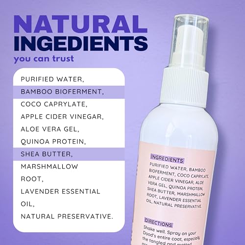 Dood Woof Dog Detangler Spray - Dematting Leave-in Conditioner for Doodles - Goldendoodle Labradoodle Poodle Puppy Grooming - 8 oz