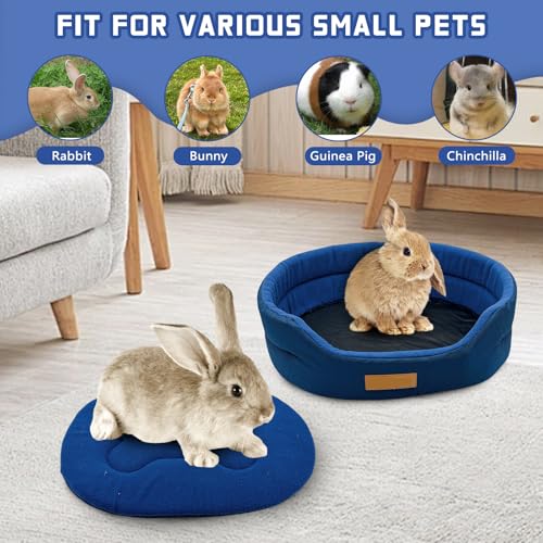 Rabbit Bed,Soft & Washable Bunny Bed with Cozy Removable Mat, Small Animal Cuddle Cup Hideout for Guinea Pig,Chinchilla, Hedgehog, Ferret (Blue) - color: Blue