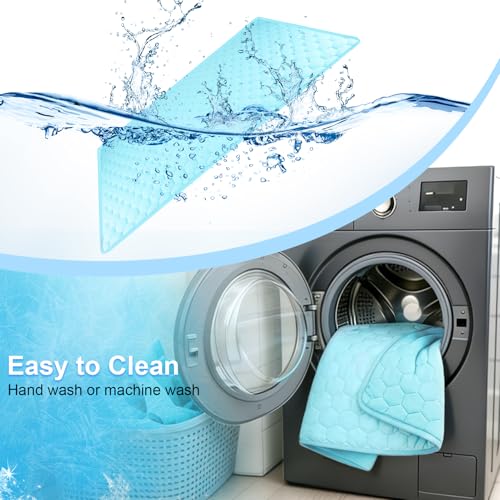 Vivifying Cooling Mat for Dogs, 60 x 40 Inch Reversible Ice Silk Pet Cooling Blanket with Waterproof Layer for Large Dogs, Soft and Breathable Summer Pet Pad for Couch, Bed, Crate, Floor (Blue) - size: XX-Large