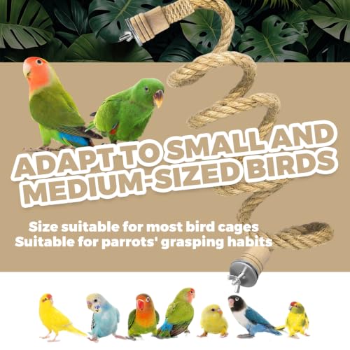 Bird Rope Perches Jute Rope,Bendable Parrot Bird Perch Rope Stand for Cage,Stand Climbing Stand Toy for Cockatiels, Lovebirds, Budgies,Parakeets(59") - color: Brown