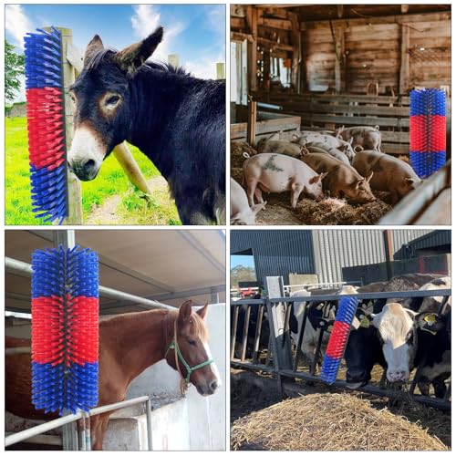 Livestock Scratching Brush Goat Scratcher Full Massage Grooming Brush with 8 Screws for Cattle, Sheep, Horses, Pigs - color: Blue, size: 2pack