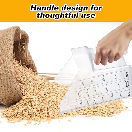 Uiifan 2 Pcs 3 Quart Horse Feed Scoop with Measurements, Heavy Duty Plastic Livestock Measuring Scoop for Grain, Pellets, Oats, Sweet Feed, Goat, Sheep and Cattle Supplies (White) - style: White