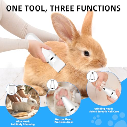 Guinea Pig & Rabbit Grooming Kit 2 in 1 – Cordless Hair Clipper & Nail Grinder for Small Animals– Low-Noise Rechargeable Nail Clippers Electric