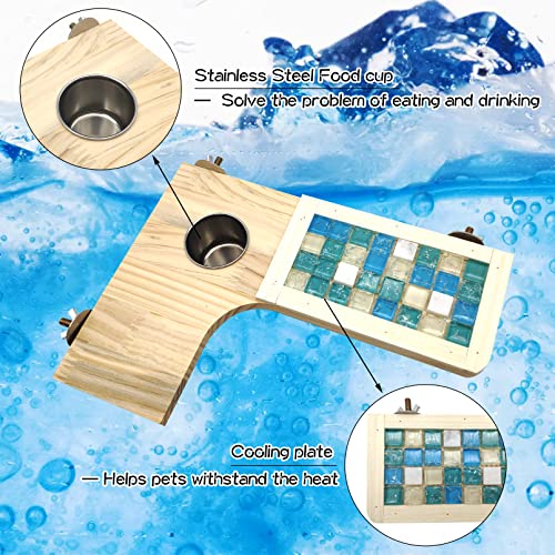 BNOSDM Wooden Hamster Cage Platform Set Wood Chinchilla Ledges and Platforms Rectangle L-Shaped Round Cage Accessories with Cooling Standing Board&Food Cup for Mouse Squirrel Gerbil Guinea Pig
