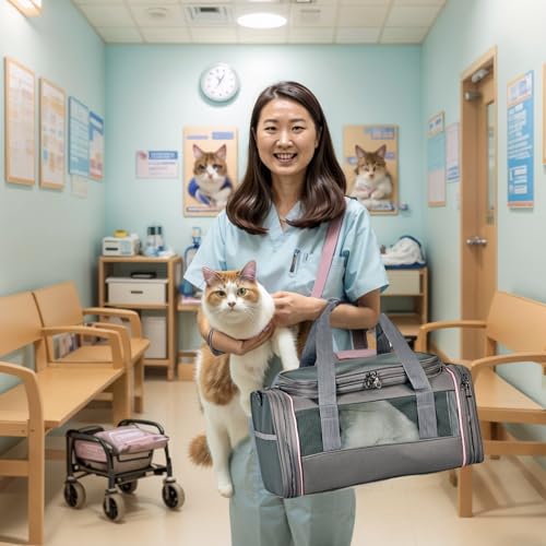 Airline Approved Pet Carrier - Soft-Sided Dog & Cat Travel Bag with Expandable Space and Safe Design (Grey) - color: grey