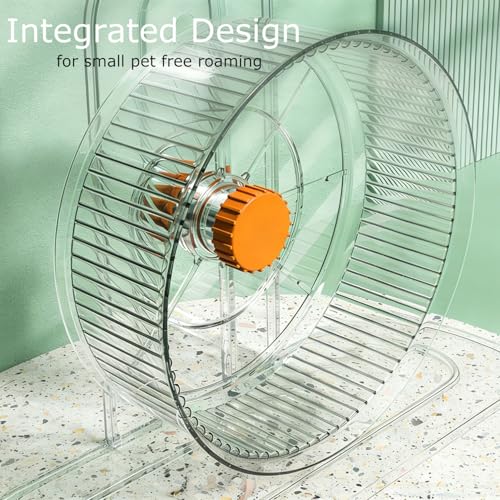 Hamster Wheel, Silent Hamster Training Running Wheel | Silent, Height Adjustable, Clear Acrylic, Stable, Durable