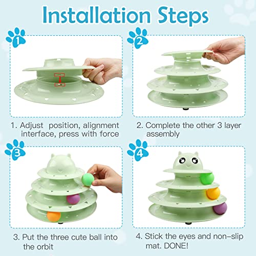 UPSKY 20 PCS Cat Toys Set with Teaser, Mice, Spring, and Various Ball Toys | Puzzle Kitten Toys, Sturdy Structure, Detachable Design, Easy to Assemble, Anti-Slip, Reduces Boredom for Indoor Cats - color: B-20PCS-Fruit Green
