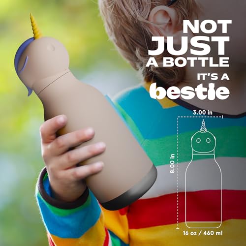 asobu Bestie Water Bottle, Cute Collectible Character, Leak Proof, BPA Free | 16 oz, Stays Cold 24 Hours, Double Wall Vacuum Insulation, Food Grade Stainless Steel, Spill Resistant, Great Gift Idea - color: Unicorn