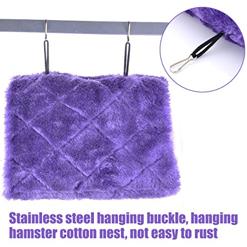MOACC Winter Warm Bird Nest House Shed Hut Hanging Hammock Finch Cage Plush Fluffy Birds Hut Hideaway for Hamster Parrot Macaw Budgies Eclectus Parakeet Cockatiels Cockatoo Lovebird (M, Purple) - color: Purple, size: M
