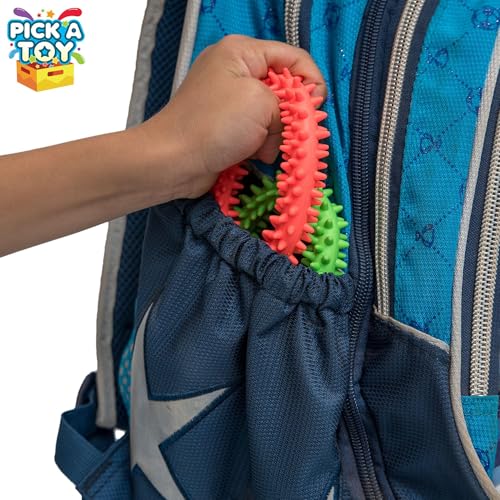 Hedgehog Rings Spiky Sensory Bracelet for Kids & Adults, 3 Pack - style: Fidget Rings Blue Neon Green Orange