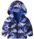 Happy Cherry Toddler Boy Girl Fleece Lined Jackets Waterproof Hooded Windbreaker Coat for Winter Fall 2023 - color: Thick Camo Blue Dino, size: 3-4T