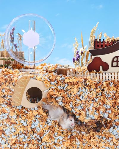 BUCATSTATE Hamster Bedding 15L, Truly 99% Dust-Free Small Animal Paper Bedding Odor Control, Cozy Hamster Litter for Rabbit Rat Syrian Dwarf Hamsters Gerbils (Sunrise Iris)