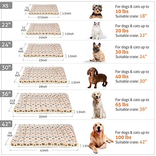Mora Pets Dog Bed Crate Pad Ultra Soft Pet Mat Star Print 22 Inch Brown | Washable Crate Mat for Large Medium Small Dogs, Reversible Fleece Dog Crate Kennel Mat Flat Cat Bed Liner - color: Brown, size: 22-Inch