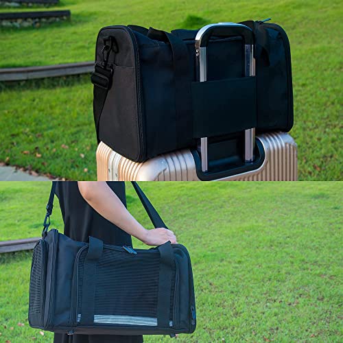 Soft Sided Carrier for Small Medium Cats Dogs,TSA Airline Approved Collapsible Travel Pet Carrier Medium Black - color: Black, size: Medium