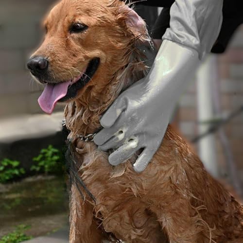 Dog Washing Gloves, Pet Grooming Gloves with Soft Brushes, Bathing and Massaging for Dogs and Cats, Silicone Heat Resistant Cleaning Gloves with High-Density Teeth (Gray) - color: Gray