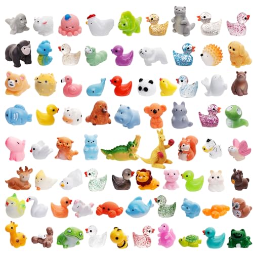 80 Pcs Mini Resin Animals 80 Styles Resin Animals Figurines Bulk for Fairy Garden Miniature Dollhouse Accessories Hide Crafts Decor - style: 80Pcs-Animals Bulk