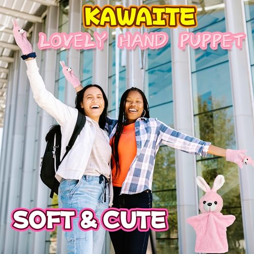 Bunny Hand Puppets for Kids and Toddlers Party Favors (1 Pack), Farm Animals Plush Toys, Bunny Puppet Stuffed Animals, Rabbit Hand Puppet for Class Role Play, Easter Basket Stuffers and Egg Fillers - style: Bunny