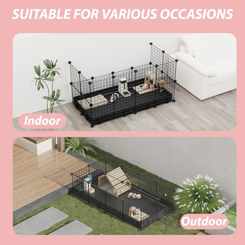 Small Animal Playpen with Waterproof Mat,Guinea Pig Cages,48"*24.6"*12.2"C&C Cage for Hamster,Rabbit,Hedgehog,Chinchilla,Ferret,Indoor Outdoor Portable Metal Wire Yard Fence,Metal Pet Panels-20pcs - color: 20pcs with Mat