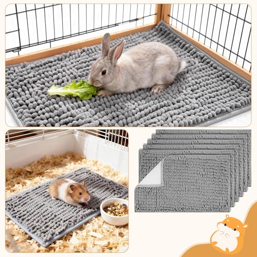 6 Pcs Guinea Pig Cage Liner, 20x12 Inch Washable Fleece Bedding Mats | Reusable Guinea Pig Bedding & Pee Pads for Small Animals, Rabbit - color: Gray, size: 20x12 Inch