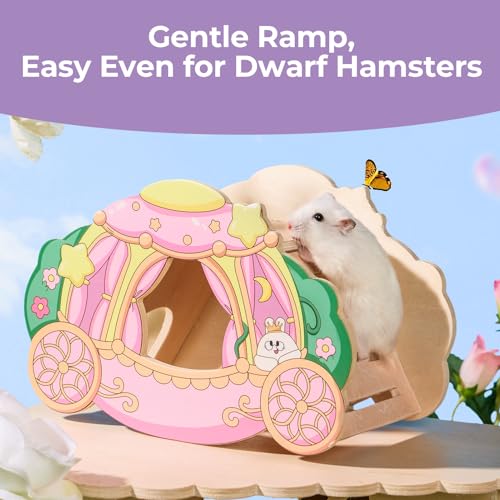 mini&moe Hamster Hideout & Rocker Toy – Hamster Hide with Side Climbing Ramp Small Animal Habitat Cage Accessories & Decor for Sugar Gliders, Dwarf Hamsters Chinchillas & Small Pets