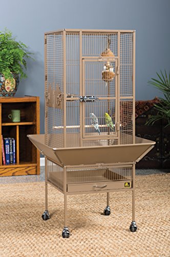Prevue Pet Products 3351COCO Park Plaza Bird Cage, Coco Brown | Small Cocoa Brown Steel Cage with Rolling Stand, Seed Guards, and Perch - color: Coco Brown