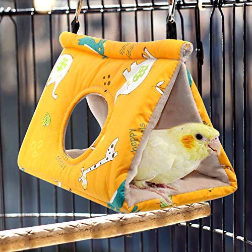 Rypet Bird Bed for Cage Warm Bird Hammock Nest House Large Parrot, Yellow M | Warm Plush Cotton Bird Hut, Side Entry for Access, Dual Hanging Straps, Machine Washable, African Grey Amazon Parrot Fit - color: Yellow, size: Medium (Pack of 1)