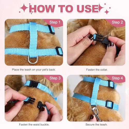 Rabbit Harness and Leash, Escape Proof Bunny Cat Leash Small Animal Harness Soft Adjustable Buckle(2Pcs, Yellow/Sky Blue) for Bunny Kitten Cats Puppies Walking Hiking Training - color: Yellow/Sky Blue