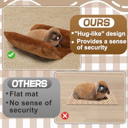 15.7" x 14" Soft Bunny Bed - Rabbit Bed, Warm Cuddle Cushion Plush Mat for Guinea Pig, Ferret, Small Animal - Brown - color: Brown